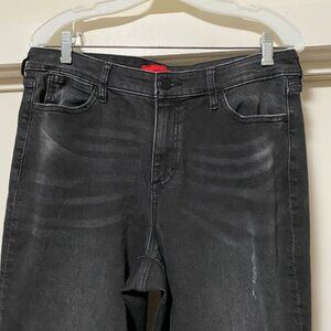 NWOT - Jennifer Lopez, high rise, black distressed straight leg jeans, size 14